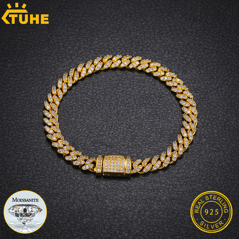 Chain 6MM Men Bracelet Gra Certificate Cuban S925 Silver Hip Hop Jewelry 230411