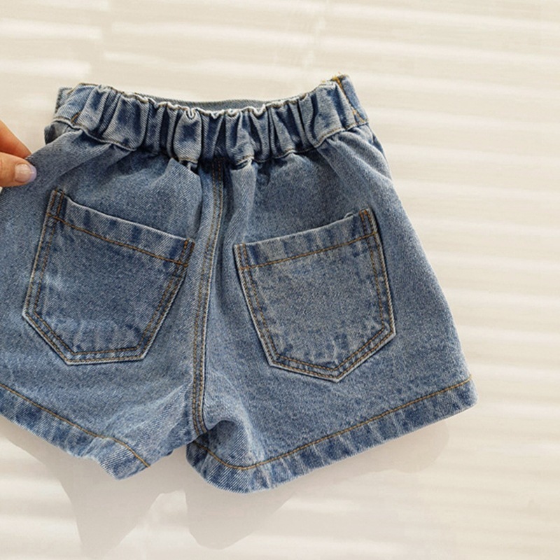 Shorts Summer children's girls' denim skirts Korean version culottes Fashionable pleated personalized small highwaisted 230412