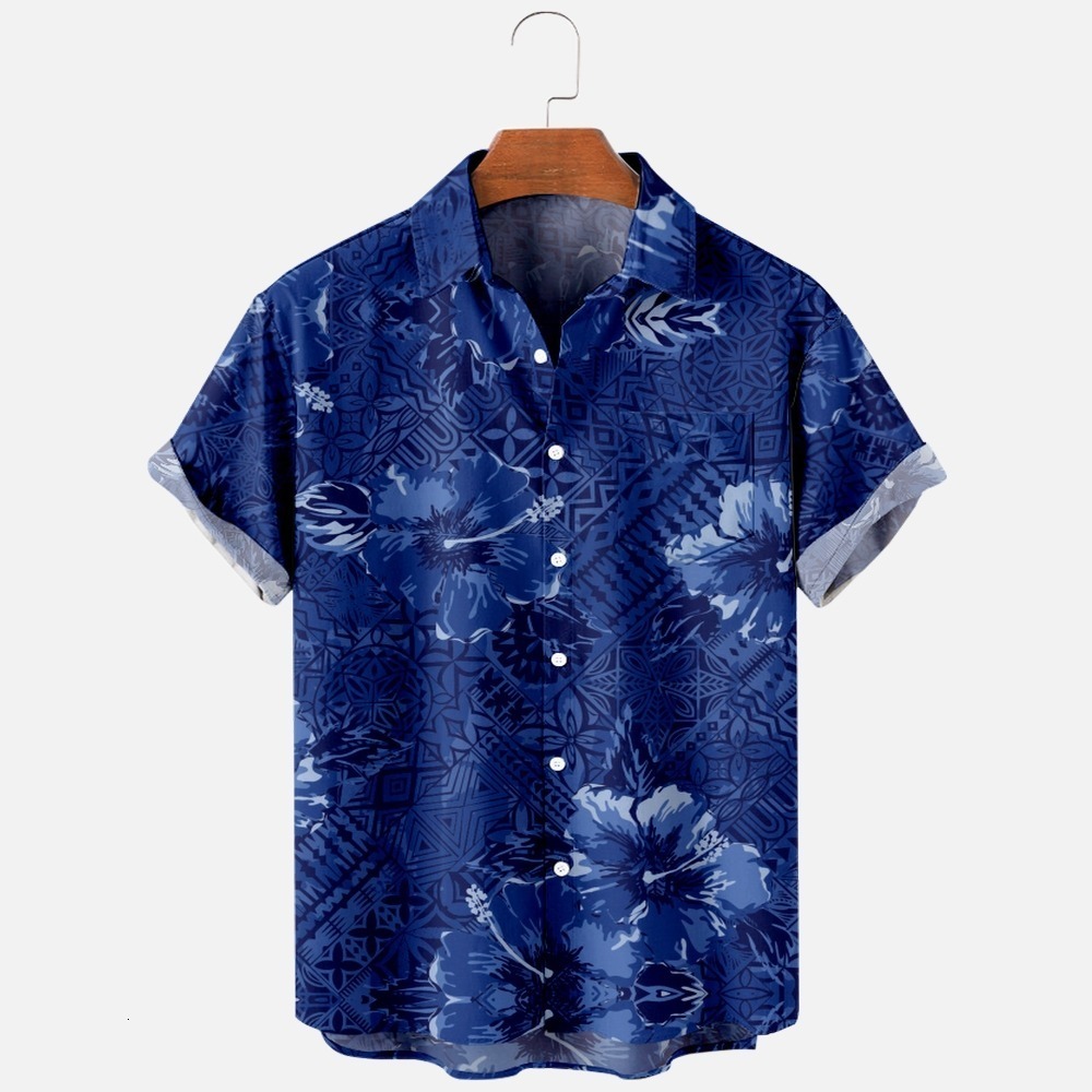 Men's Casual Shirts Men's Fashion Summer T-shirt Hawaii 3D Printing Comfortable Casual Single Button Shirt Short Sleeve Beach Oversized Shir
