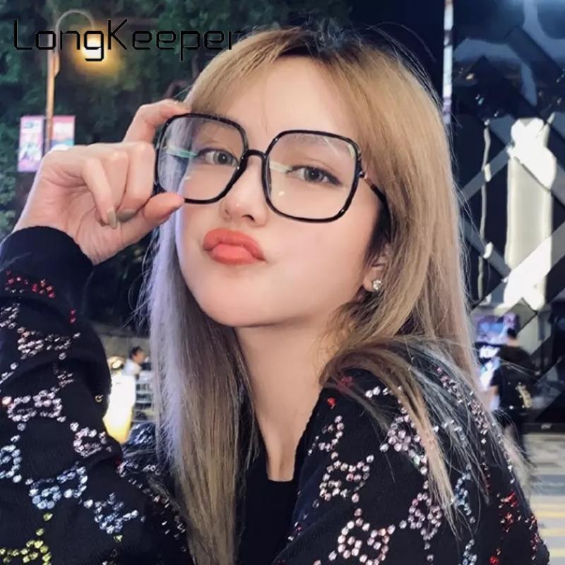 Sunglasses Frames Fashion Antiblue Light Eyeglasses Women Oversized Square Glasses Frame Female Retro Black Big Eyeglasses Computer Spectacles 230411