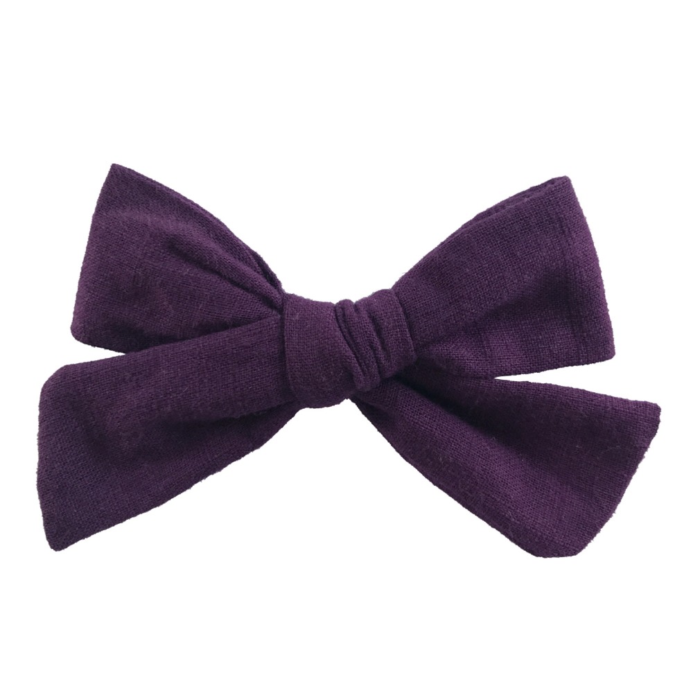 4 inches Hand Tied Cotton Linen Hair Bow Clips, Baby Girls Fabric Bow nylon Headbands, Baby shower gift