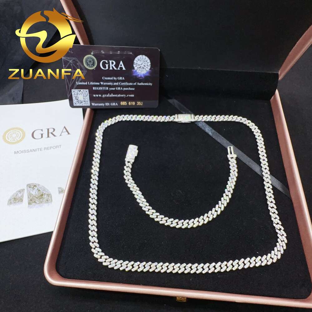 necklace moissanite chain925 sterling silver wholesale price iced out vvs moissanite diamond jewelry hip hop cuban link chain