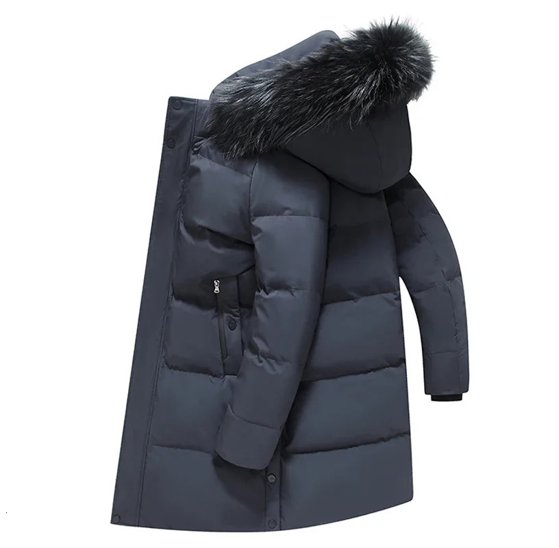 Men's Down Parkas Men's Winter Jacket Coat Winter Down Coat Men's Long Down Jacket Parkas Fur Collar Hooded Fashion Warm Clothes Casual