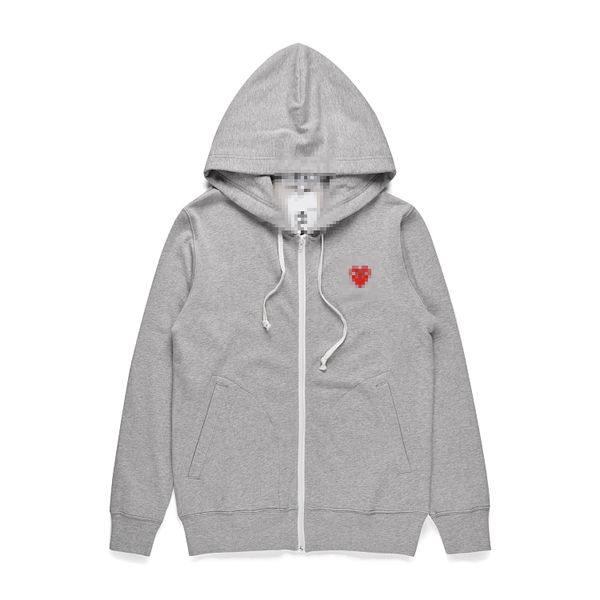 Commes Hoodie Designer Hoodie Trendy Play Little Red Heart Back Multi Heart Mens And Womens Leisure Zipper Grey Couples Sweater Commed Des Garcones Hoodie 68A