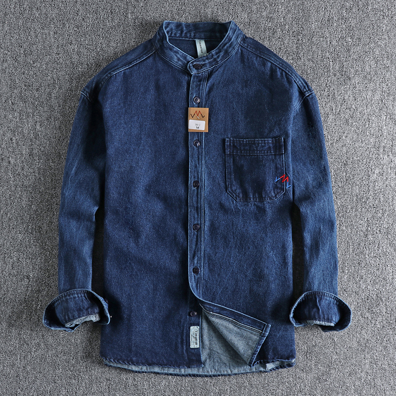 Men's Casual Shirts Retro washed jeans long sleeved shirt men's trend casual cardigan jacket 230412