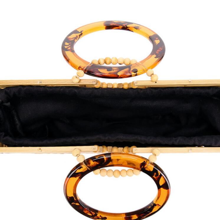 Fashionable bamboo womens bag outdoor handbag hollowed out design versatile casual beach bag