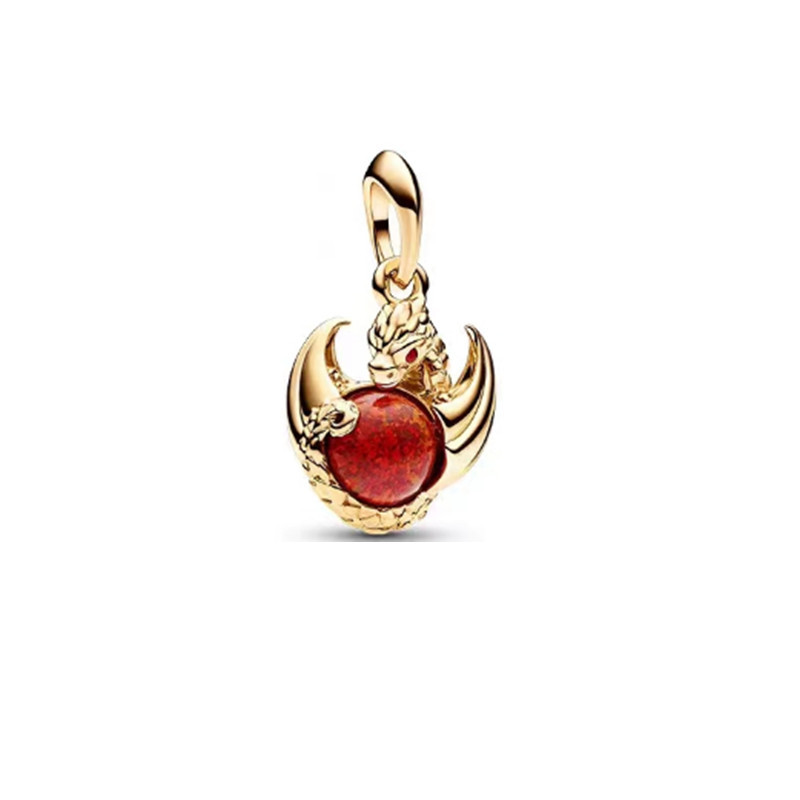 925 Sterling Silver New Fashion Women's Charm Golden Crystal Pendant New Power Game Pendant Accessories Small Pendant Bracelet Charm Beads Suitab