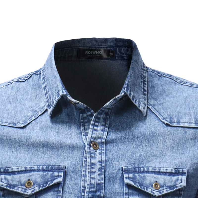Men's Casual Shirts Summer Men's Slim Fit Short Sleeve Denim Shirt Men's Casual Button Hip Hop Extreme Jeans Men's Blue Shirt 2304