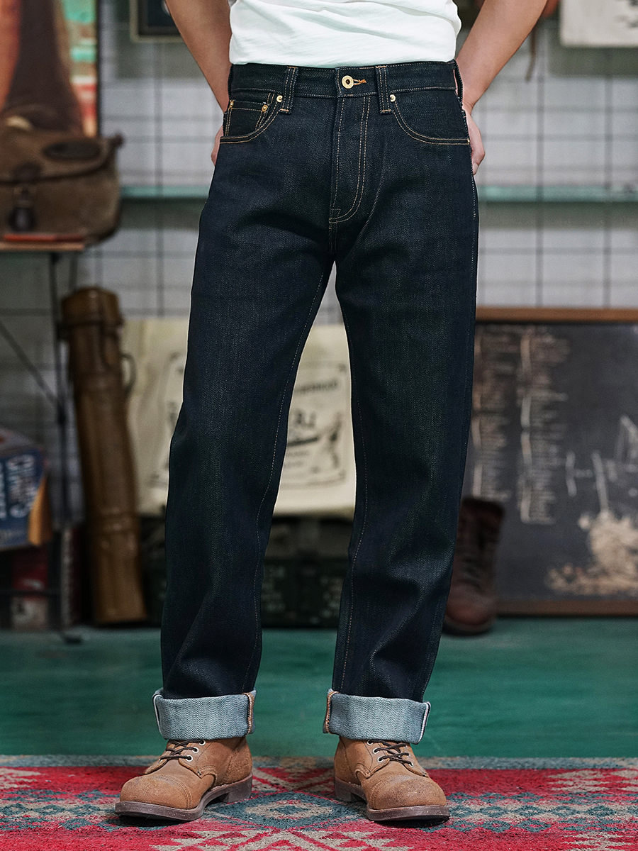 Men's Jeans Men's denim mid rise 23OZ thick -selling denim Bukleback straight Amekaji denim motorcycle freight pants 230412
