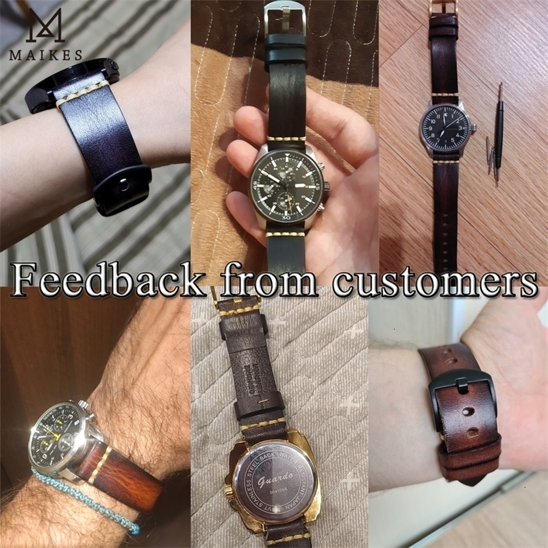 Watch Bands Maikes Genuine Leather Watchband for Galaxy Watch Strap 18mm 20mm 22mm 24mm Watch Band Tissote Wrist Bracelets 230411