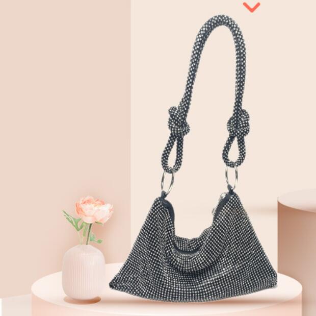 Fashion Bag Versatile Women's Bag with Diamond Embedding Design Outdoor Underarm Handbag
