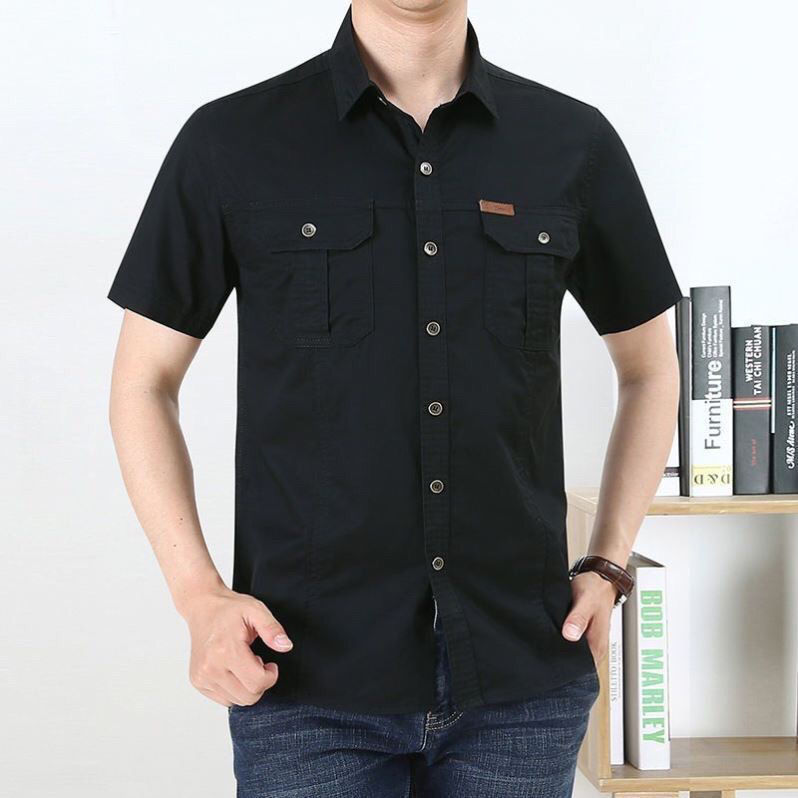Men's Casual Shirts Short sleeved men's shirt 100% pure cotton military work goods shirt Men's clothing classic summer 230412