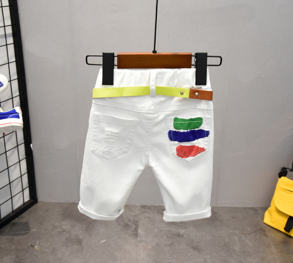 Shorts 27years Baby Boys Paint Ripped Casual for Summer Short Pants Pockets Hole White 230412