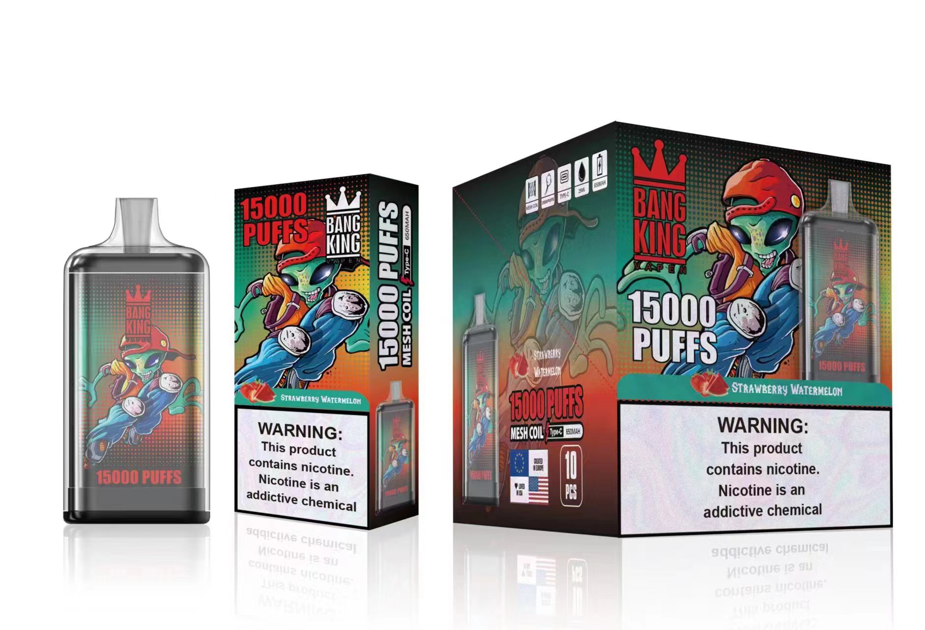 Original Bang King 15000 puffs 10color Disposable vape e-cigarettes vapes electronic device pre filled vape vs puff 15K puffs