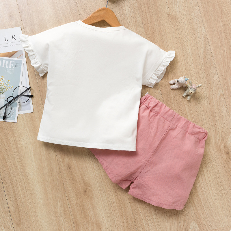 Clothing Sets Girls Summer Cotton Vest Twopiece Kid Clothes Set Cartoon Children Toddler Girl TopsShorts 230412