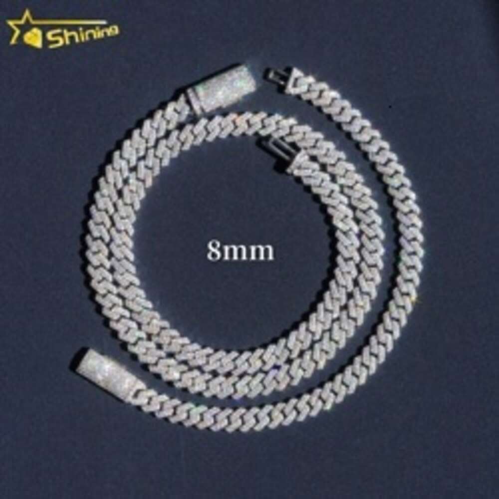 necklace moissanite chain cuban link chain 8mm 10mm 20mm gold plated 925 silver hip hop jewelry iced out moissanite jewelry