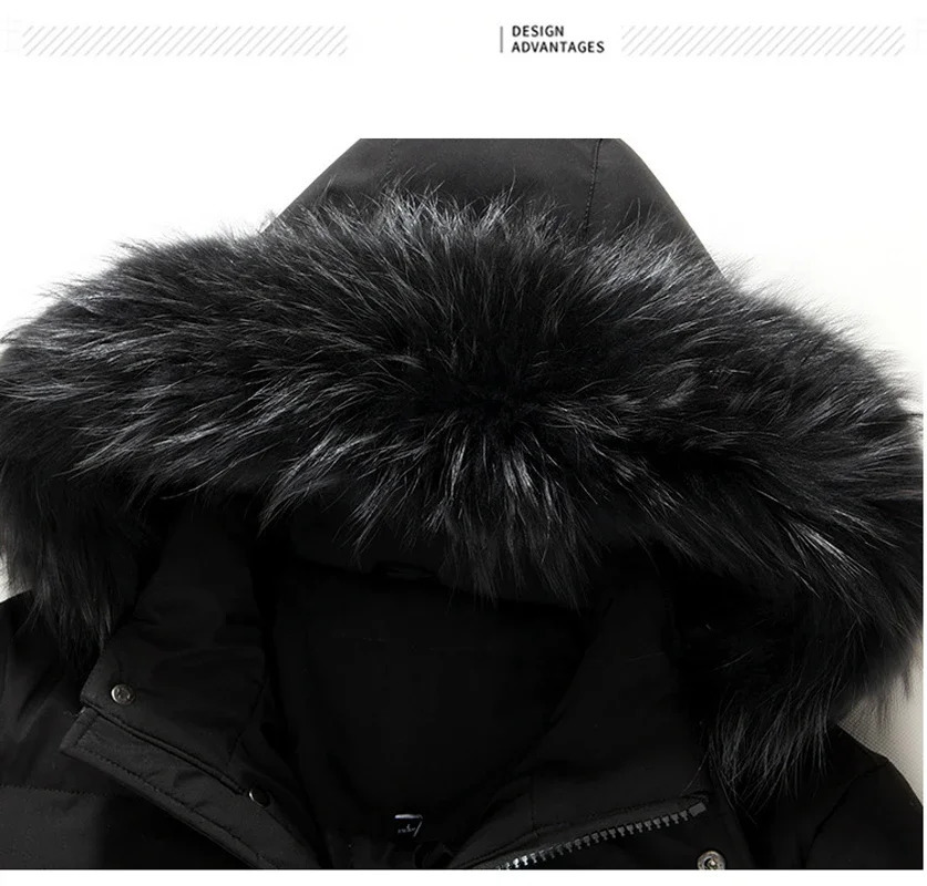 Men's Down Parkas Men's Winter Jacket Coat Winter Down Coat Men's Long Down Jacket Parkas Fur Collar Hooded Fashion Warm Clothes Casual
