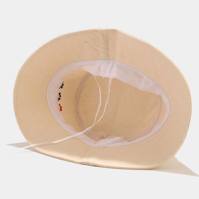 Stingy Brim Hats Korean Version Outdoor Fisherman Hats Unisex Cotton Bucket Cap Women Summer Hat Beach Sunbonnet Solid Embroidered Flower Hat 230411