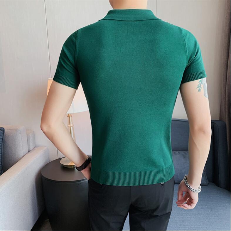 Men's Polos Summer Short Sleeve Ice Silk Men's Polo Shirt Commercial Fashion Polo Collar Slim Fit Casual Knit T-shirt Men's S-4XL 23041