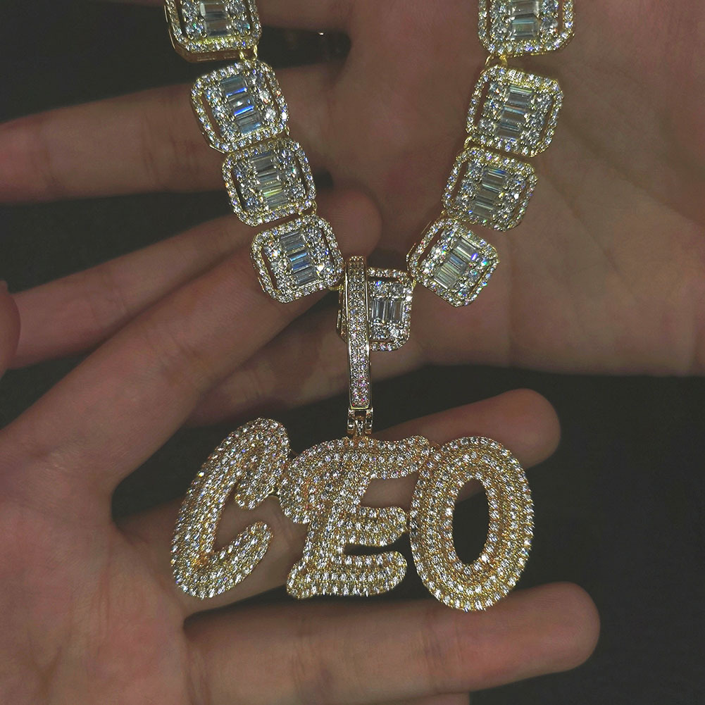 New Arrival A-Z Letter Custom Name Pendant Necklace Personalized Signature Iced Out CZ Cubic Zirconia 18K White Gold Hip Hop Anniversary DIY Jewelry f