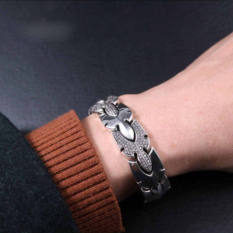D190 S925 Sterling Silver Bracelet Fashion Letter Personalized Vintage Cross Tail Flower Set Diamond Couple Punk Hip Hop Jewelry Style Lover Gift