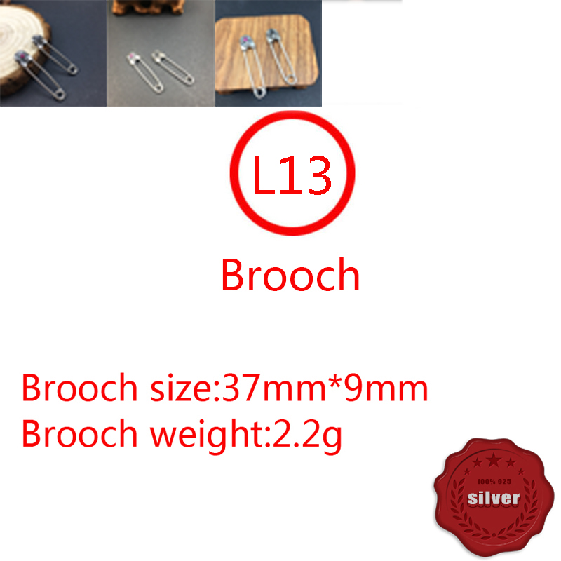 L13 S925 Sterling Silver brooch Personalized Fashion Punk Hip Hop Style Hair Accessories Shirt Collar Pin Cross Flower Letter Shape Lover Gift