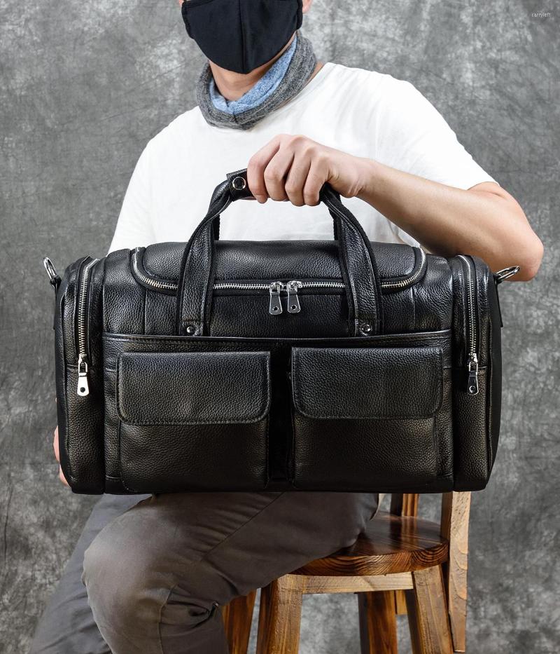 Duffel Bags Fashion Men's Genuine Leather Travel Bag Luxury Soft Cowhide Duffle Laptop Shoulder Handbags For Travelling, Black(45cm)
Duffel Bags Fashion Men's Genuine Leather Travel Bag Luxury Soft Cowhide Duffle Laptop Shoulder Handbags For Travelling, Black(45cm)