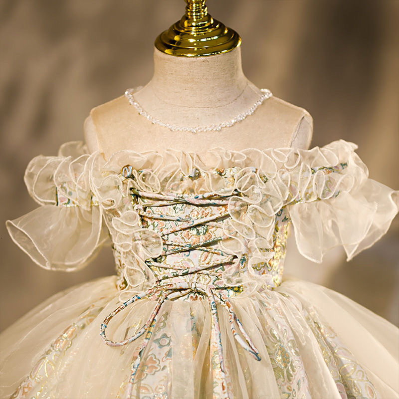 Girl's Dresses Infant Girl Dresses Girl Ball Gown Tutu Princess Dress Beads Lace Baby Girl Dress 1st Birthday Party Dress Wedding Girl Clothes 23