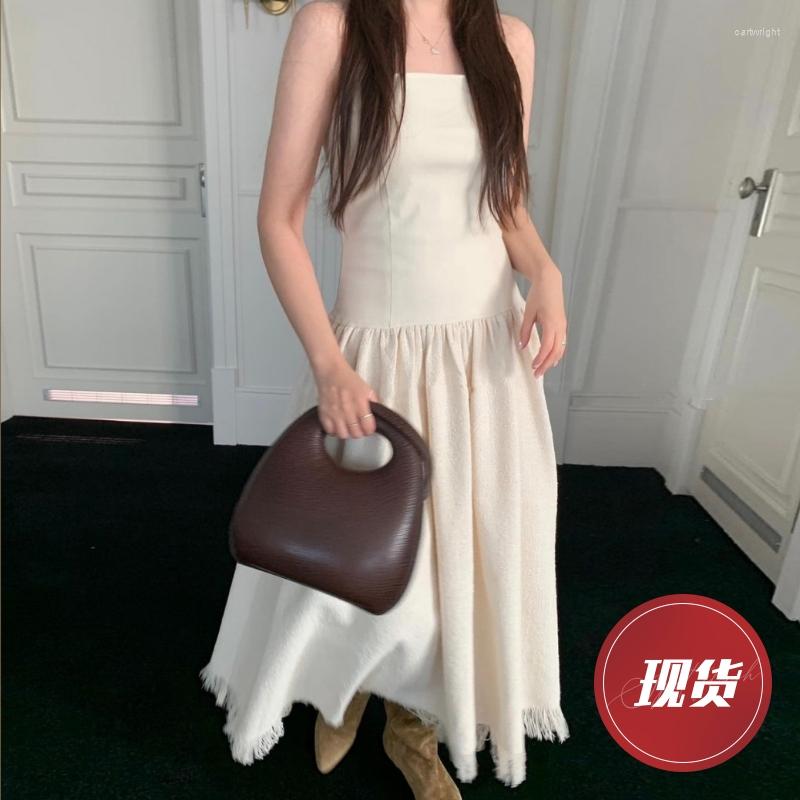 Casual Dresses Korean Chic Spring And Summer French Elegant One-line Collar Spell Receive Waist Slimming Mid-length Tassel Skirt Female, Beige
Casual Dresses Korean Chic Spring And Summer French Elegant One-line Collar Spell Receive Waist Slimming Mid-length Tassel Skirt Female, Beige