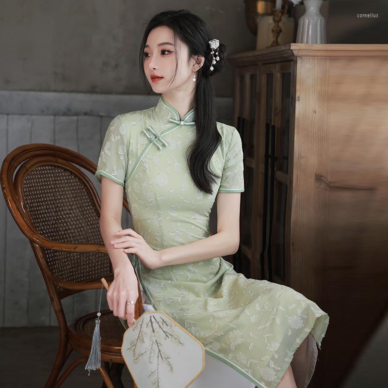 Ethnic Clothing Chinese Traditional Sexy Green Lace Qipao Women Elegant Short Sleeve Mandarin Collar Cheongsam Vestidso
Ethnic Clothing Chinese Traditional Sexy Green Lace Qipao Women Elegant Short Sleeve Mandarin Collar Cheongsam Vestidso