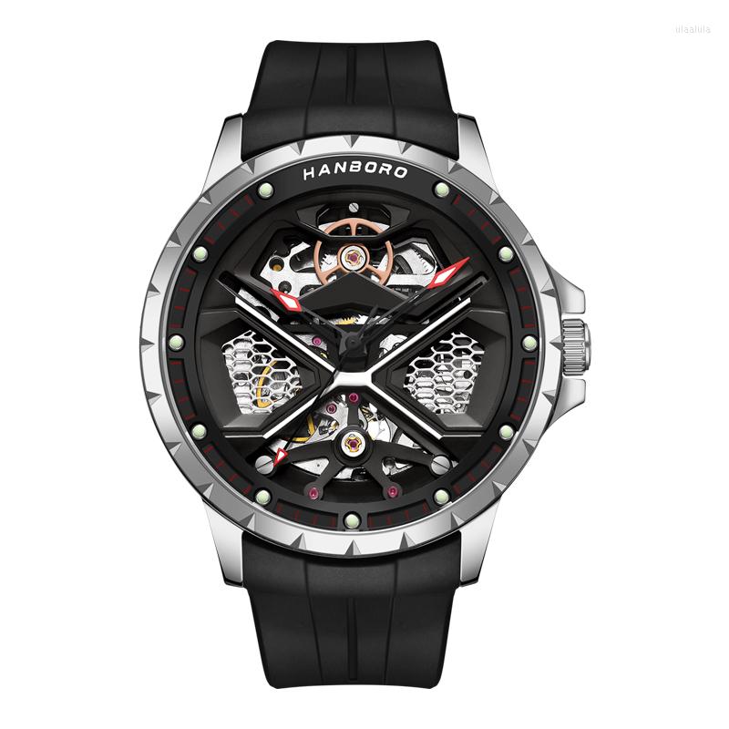 Wristwatches HANBORO Men Automatic Watch 42MM Luxury Mens Watches Mechanical Wristwatch Luminous Waterproof Skeleton Rubber Strap, Automatic watch 2
Wristwatches HANBORO Men Automatic Watch 42MM Luxury Mens Watches Mechanical Wristwatch Luminous Waterproof Skeleton Rubber Strap, Automatic watch 2