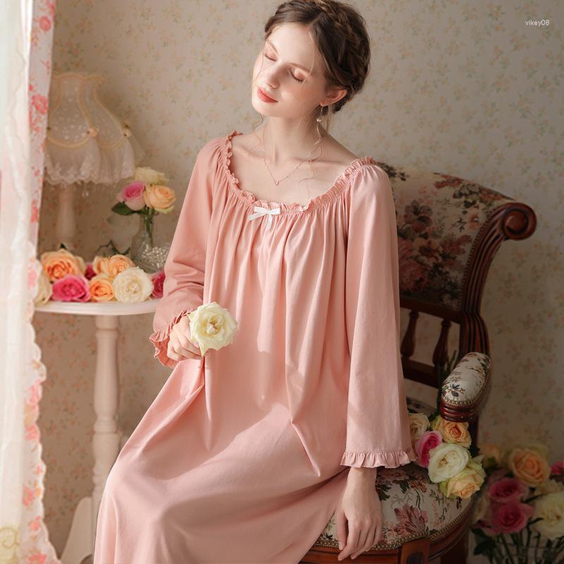 Women's Sleepwear 5 Colors Vintage Cotton Loose Night Dress Women Spring Autumn Ruffle Long Sleeve Princess Nightwear Nightgown Homewear, Pink
Women's Sleepwear 5 Colors Vintage Cotton Loose Night Dress Women Spring Autumn Ruffle Long Sleeve Princess Nightwear Nightgown Homewear, Pink