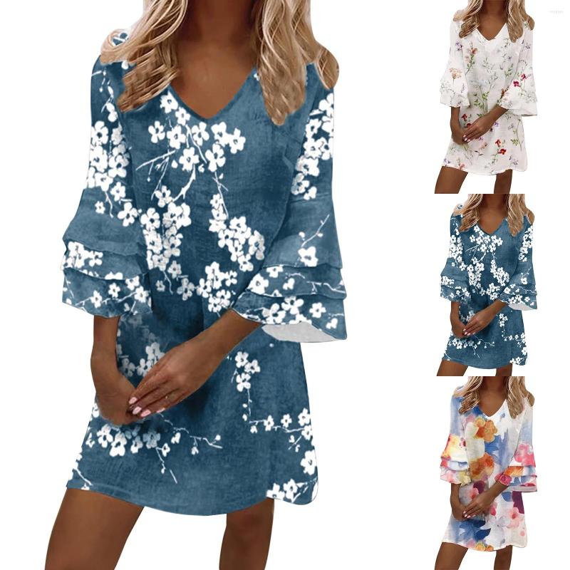 Casual Dresses Womens Dress Bell Sleeve Three Layer Ruffle V Neck Loose Swing Floral Print Mini
Casual Dresses Womens Dress Bell Sleeve Three Layer Ruffle V Neck Loose Swing Floral Print Mini