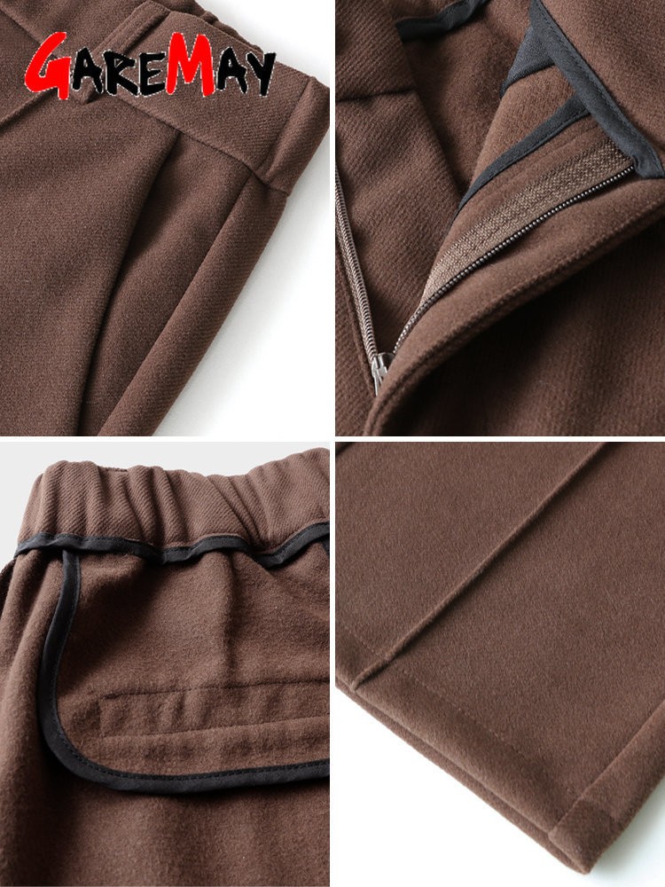 Women's Pants Capris Women's Winter Pants Thick Warm Loose Harem Suit Thermal Brown Beige Wool Long Pants for Women High Waisted Trousers Ca