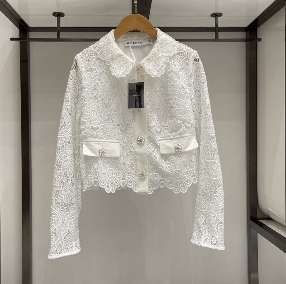 Two Piece Dress Self-Portrait Floral Guipure Cropped Jacket / Mini Skirt