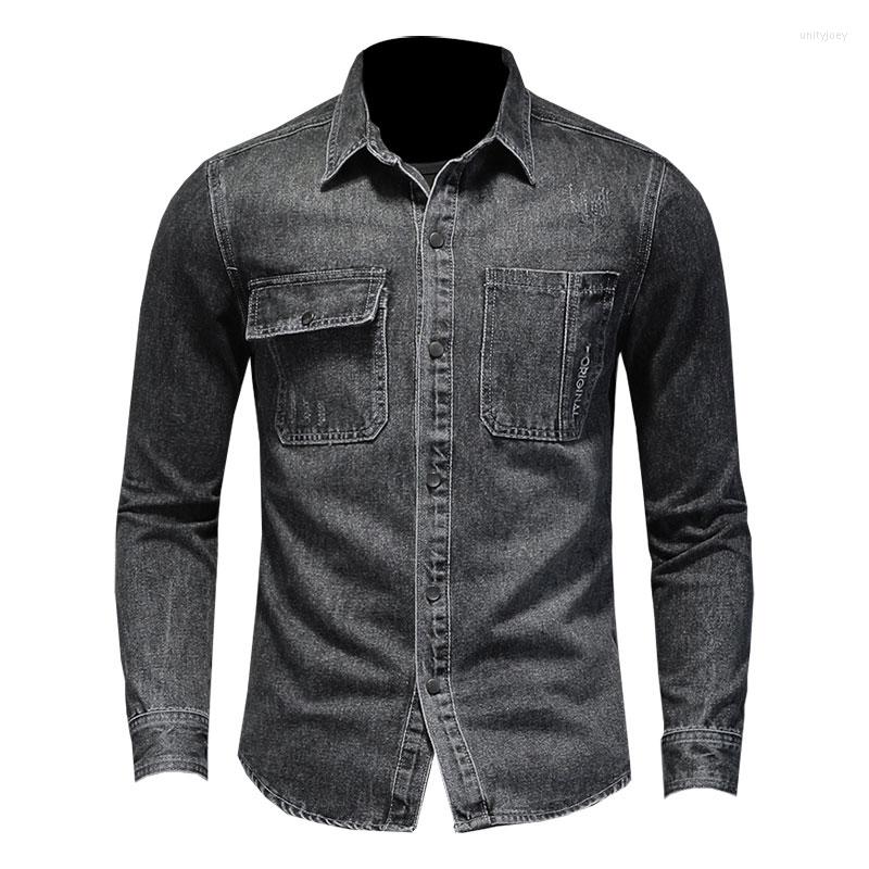 Men's Casual Shirts Spring Denim Shirt Men's Pure Cotton Black Polo Long Sleeve Fashion Slim Fit Trend Versatile Thin Coat
Men's Casual Shirts Spring Denim Shirt Men's Pure Cotton Black Polo Long Sleeve Fashion Slim Fit Trend Versatile Thin Coat
