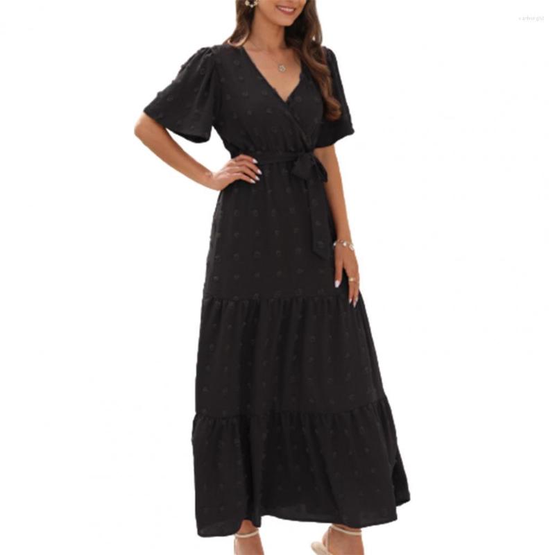 Casual Dresses Elegant For Women 2023 Belt Design Hairball V-neck Short Sleeves High Waist Mid Length Dress, Black
Casual Dresses Elegant For Women 2023 Belt Design Hairball V-neck Short Sleeves High Waist Mid Length Dress, Black