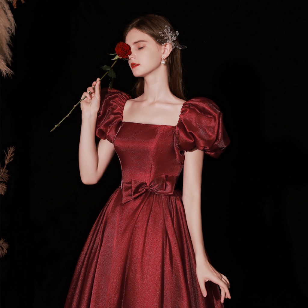 New Burgundy Vintage Square Collar Celebrity Dresses Bow French Style Puff Sleeve Satin Evening Party A-Line Luxury Prom Gowns
New Burgundy Vintage Square Collar Celebrity Dresses Bow French Style Puff Sleeve Satin Evening Party A-Line Luxury Prom Gowns