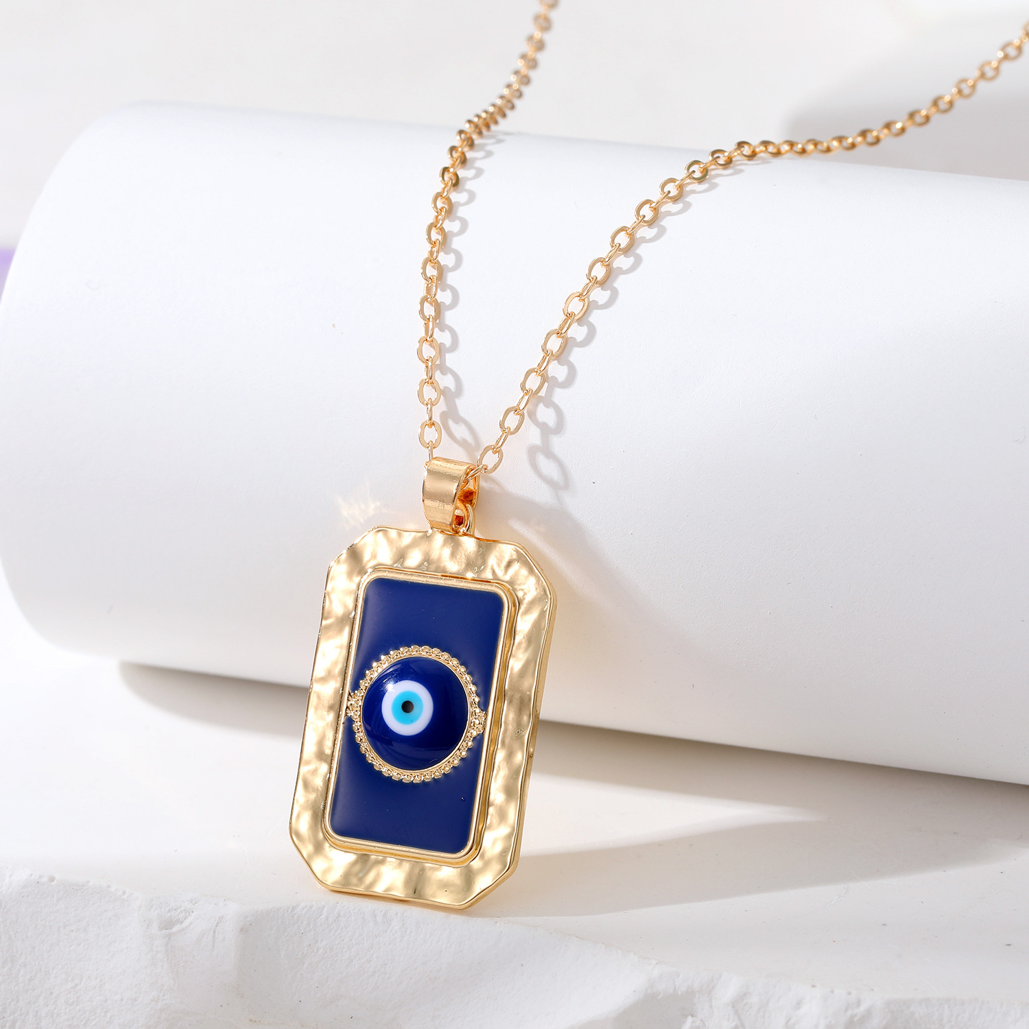 S3561 Geometric Evil Eye Pendant Necklace For Women Enamel Turkish Blue Eyes Choker Necklaces