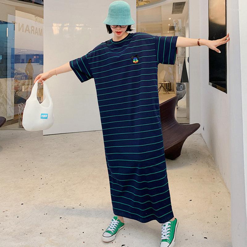 Casual Dresses 2023 Summer Loose Slim Large Long Over Knee Split Stripe Short Sleeve Women's T-Shirt Dress, Blue
Casual Dresses 2023 Summer Loose Slim Large Long Over Knee Split Stripe Short Sleeve Women's T-Shirt Dress, Blue