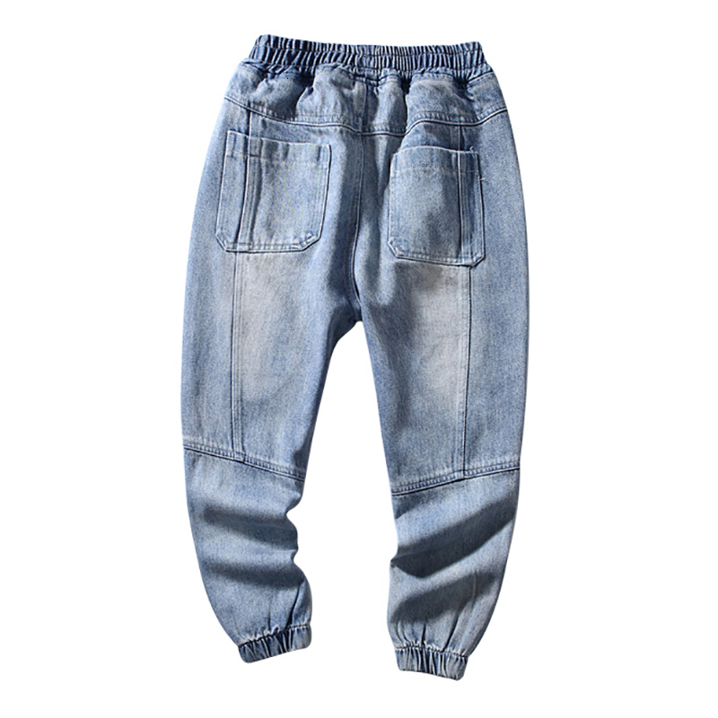 Jeans Boys Elastic Waist Patchwork Jogger Jeans for Kids 6 To 14 Years Pants Spring and Autumn Korean Clothing Denim Trousers 230413