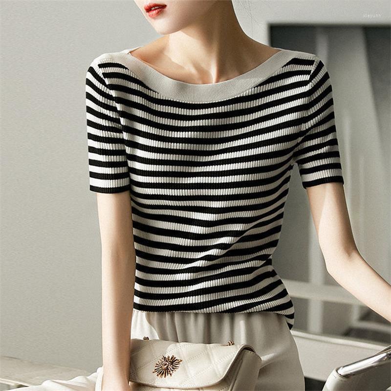 Women' T Shirts Fashion Striped O-Neck Knitted Shirt Women Clothes Short Sleeve Summer Top Casual Woman T-Shirts Camisetas De Mujer E30, Hei
Women' T Shirts Fashion Striped O-Neck Knitted Shirt Women Clothes Short Sleeve Summer Top Casual Woman T-Shirts Camisetas De Mujer E30, Hei