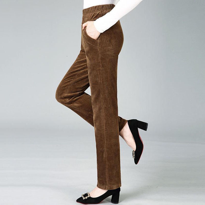 Women's Pants Capris Lucyever Autumn Corduroy Pants Women Vintage Elastic High Waist Brown Harem Pants Woman Casual Streetwear Baggy Pants Female