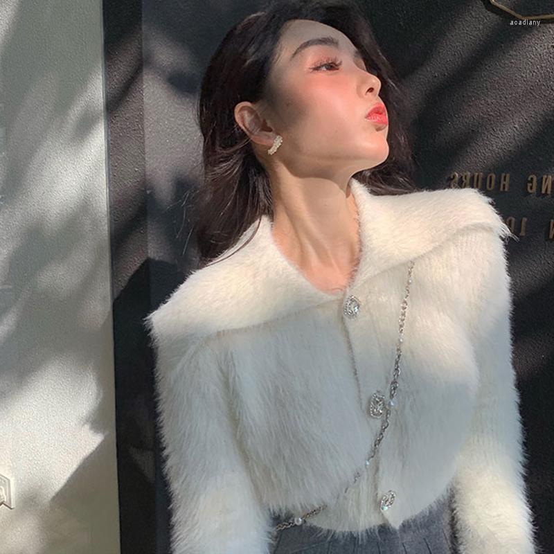 Women' Knits Mink Cashmere White Mohair Sweaters Women Lapel Cropped Cardigan Korean Knitted Sueter Pink Jacket Chic Button, Black
Women' Knits Mink Cashmere White Mohair Sweaters Women Lapel Cropped Cardigan Korean Knitted Sueter Pink Jacket Chic Button, Black