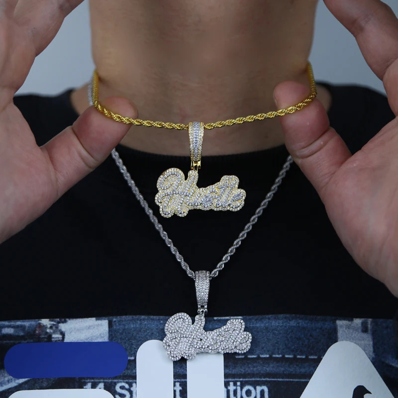 Chokers Micro Pave CZ Small Hip Hop Hustle Pendant Necklace For Men High Quality 5A Cubic Zirconia Gold Color Jewelry 231113