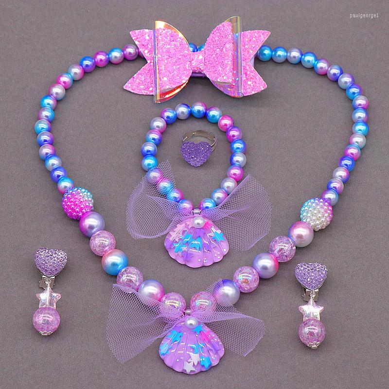 Necklace Earrings Set Cute Shell For Cosplay Mermaid Costume Fashion Cartoon Accessories Girls Children Kids Party Bracelet, Picture shown 
Necklace Earrings Set Cute Shell For Cosplay Mermaid Costume Fashion Cartoon Accessories Girls Children Kids Party Bracelet, Picture shown
