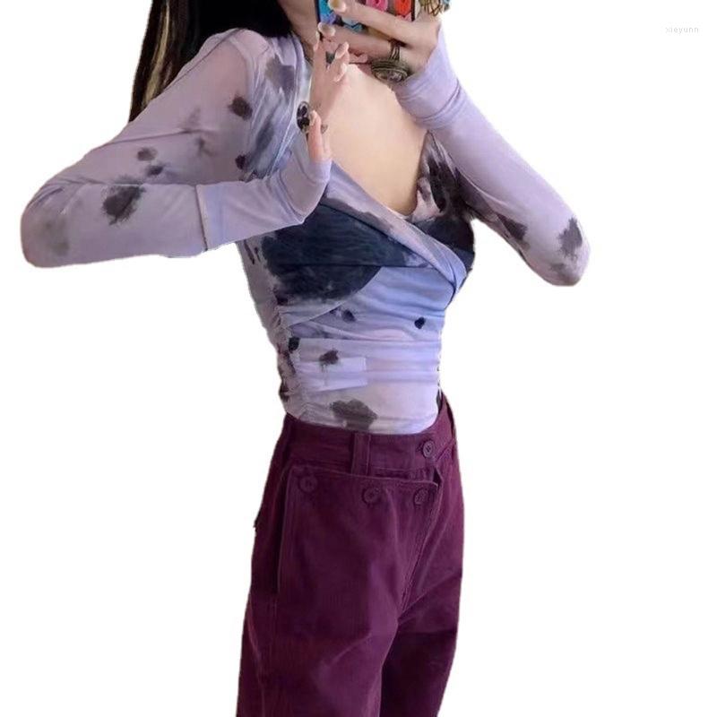 Women's T Shirts 2023 Summer Cross V-neck Designed Abstract Ink-Print Long Sleeve Slim-fit Lightweight Sun-Protection Tops For Women Girl, Purple
Women's T Shirts 2023 Summer Cross V-neck Designed Abstract Ink-Print Long Sleeve Slim-fit Lightweight Sun-Protection Tops For Women Girl, Purple