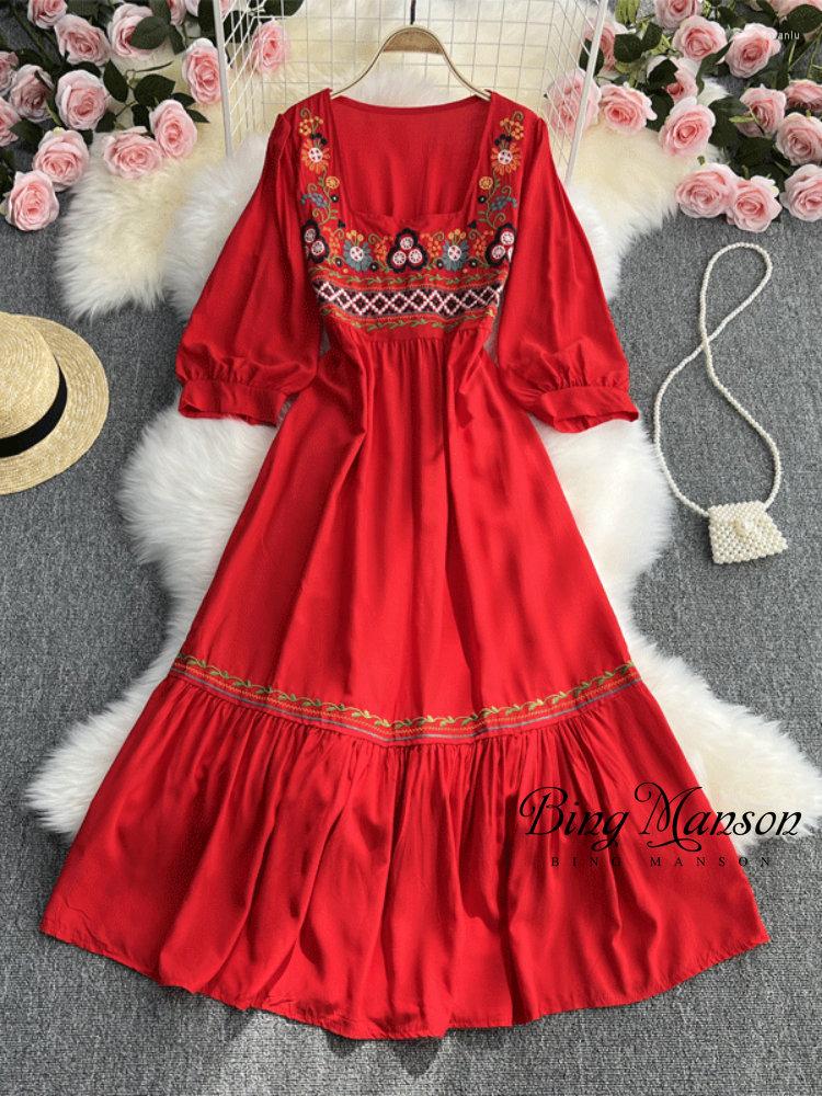 Casual Dresses Boho Queens Women Floral Emberoidery Beach Bohemian Maxi Robe Lady Square Collar Lantern Sleeve Summer Dress Vestidos, Blue
Casual Dresses Boho Queens Women Floral Emberoidery Beach Bohemian Maxi Robe Lady Square Collar Lantern Sleeve Summer Dress Vestidos, Blue