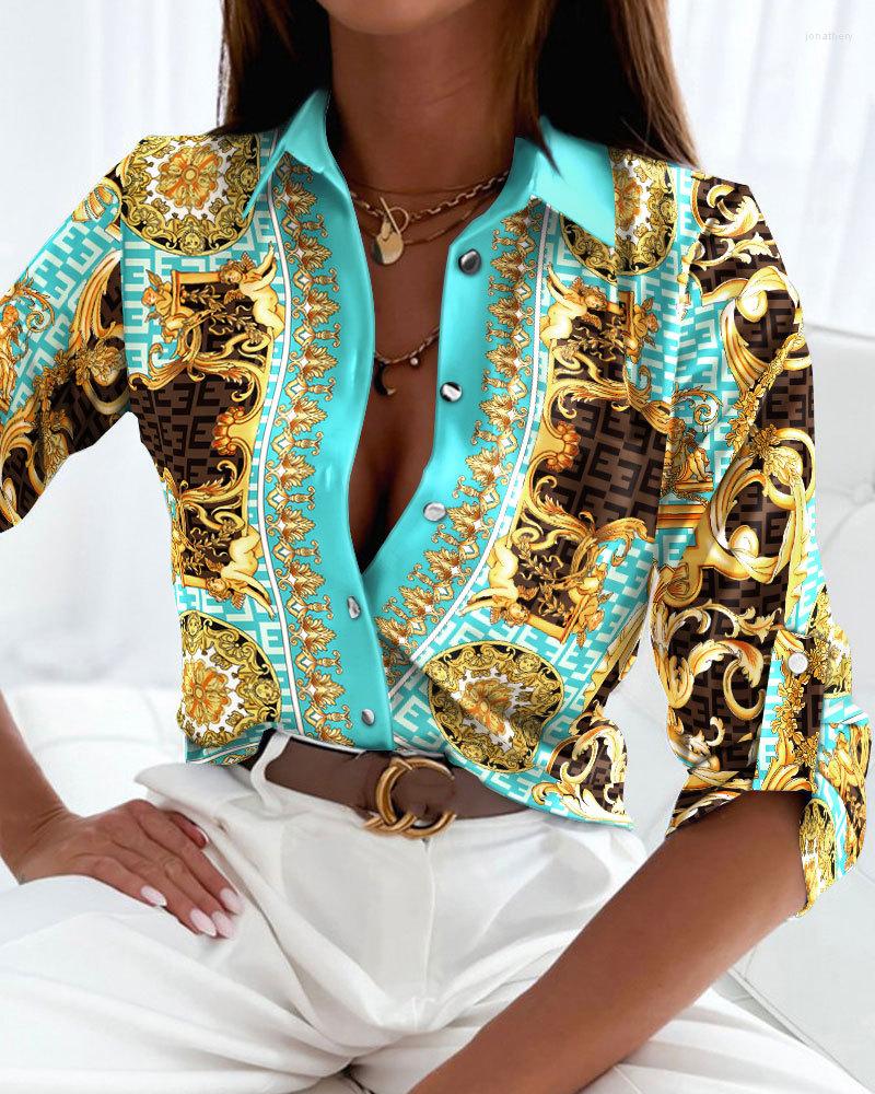 Women' Blouses Baroque Geo Print Roll Tab Sleeve Buttoned Shirt Women Fashion Blouse Shirts Tops Spring Summer Turn Down Neck Button Floral, Multicolor
Women' Blouses Baroque Geo Print Roll Tab Sleeve Buttoned Shirt Women Fashion Blouse Shirts Tops Spring Summer Turn Down Neck Button Floral, Multicolor