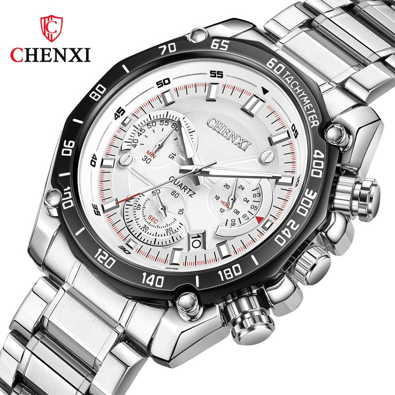 Wristwatches CHENXI Cool Real Three Eyes Calendar Luxury Top Brand Watches Men's Business Stainless Steel Waterproof Luminous Quartz, Silver white
Wristwatches CHENXI Cool Real Three Eyes Calendar Luxury Top Brand Watches Men's Business Stainless Steel Waterproof Luminous Quartz, Silver white